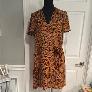 J. Crew Brown and Black Buttoned V-Neck Sundress